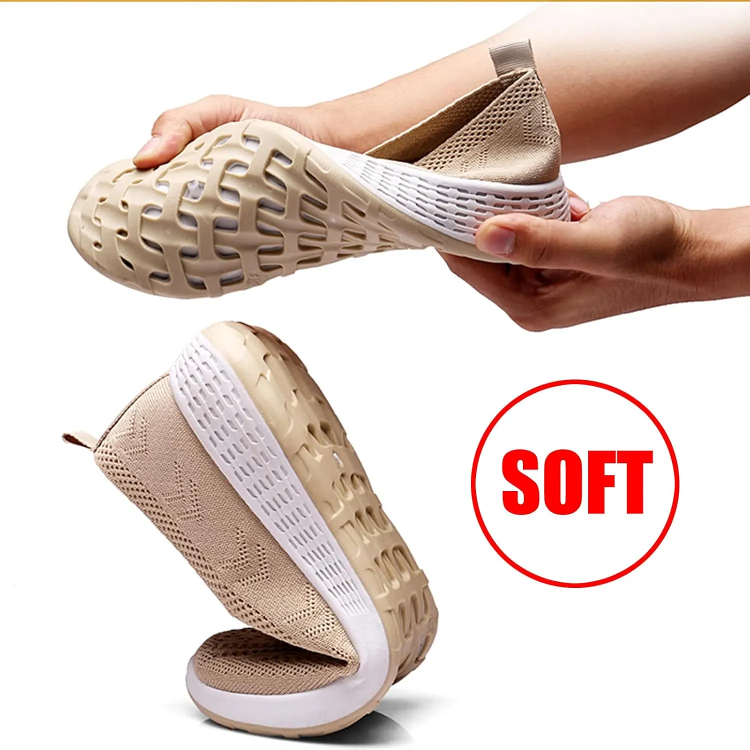 Optigard Women's Mesh Walking Shoes Slip On Loafers,Memory Foam Flat Sneakers Lightweight Non-Slip Breathable Wedge Mom Driving Nurse Shoes