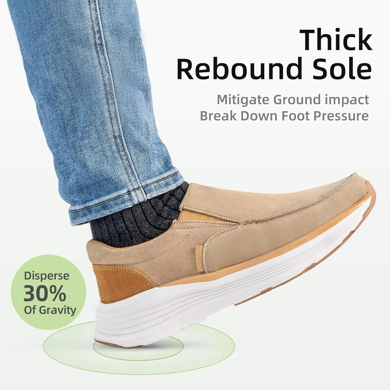 OrthoComfoot Men's Orthopedic Leather Dress Walking Shoes: Casual Arch Support Slip-On Loafers for Plantar Fasciitis, Comfortable Orthotic Shoes for Foot and Heel Pain Relief