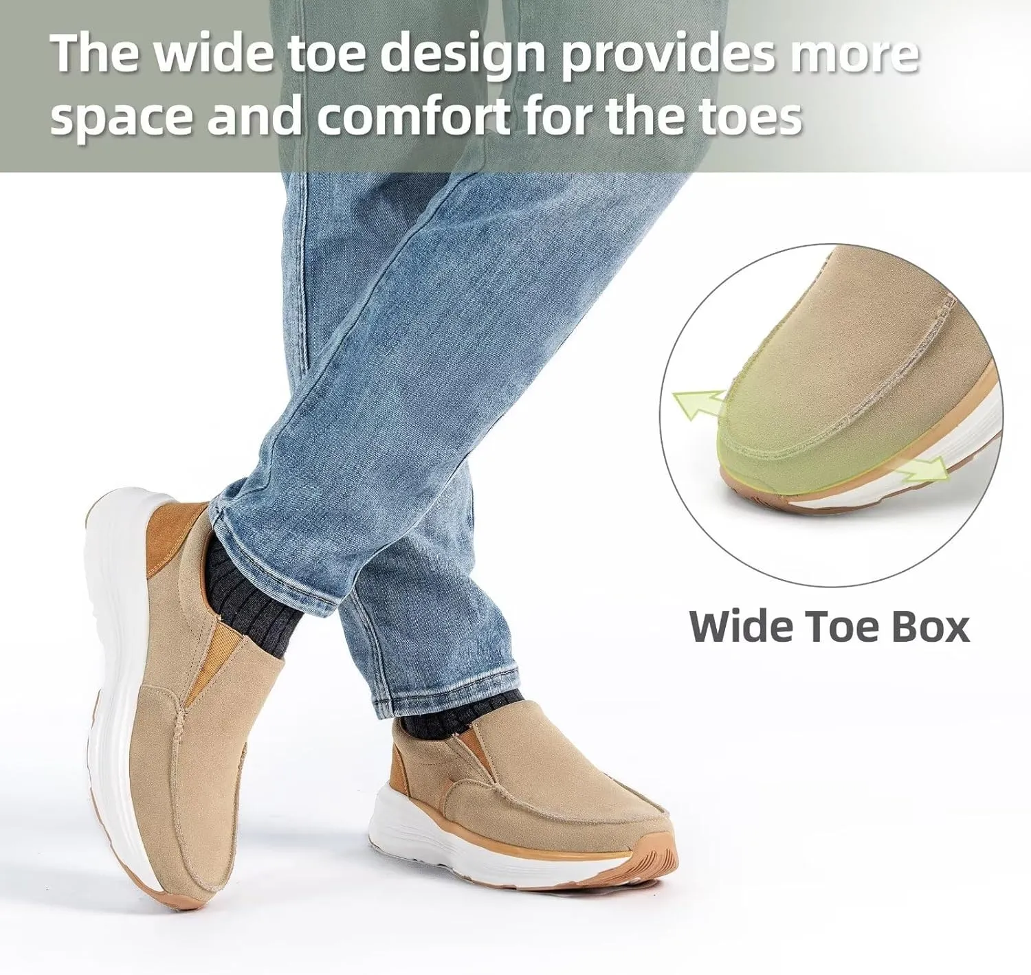OrthoComfoot Men's Orthopedic Leather Dress Walking Shoes: Casual Arch Support Slip-On Loafers for Plantar Fasciitis, Comfortable Orthotic Shoes for Foot and Heel Pain Relief