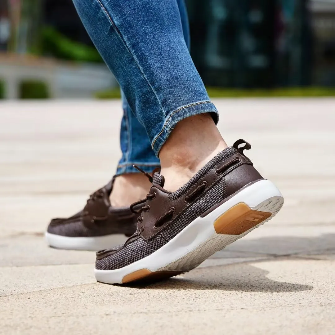 OrthoComfoot Men's Orthopedic Walking Shoes with Arch Support: Casual Plantar Fasciitis Slip-On Loafers for Flat Feet, Orthotic Adjustable Fashion Sneakers for Foot and Heel Pain