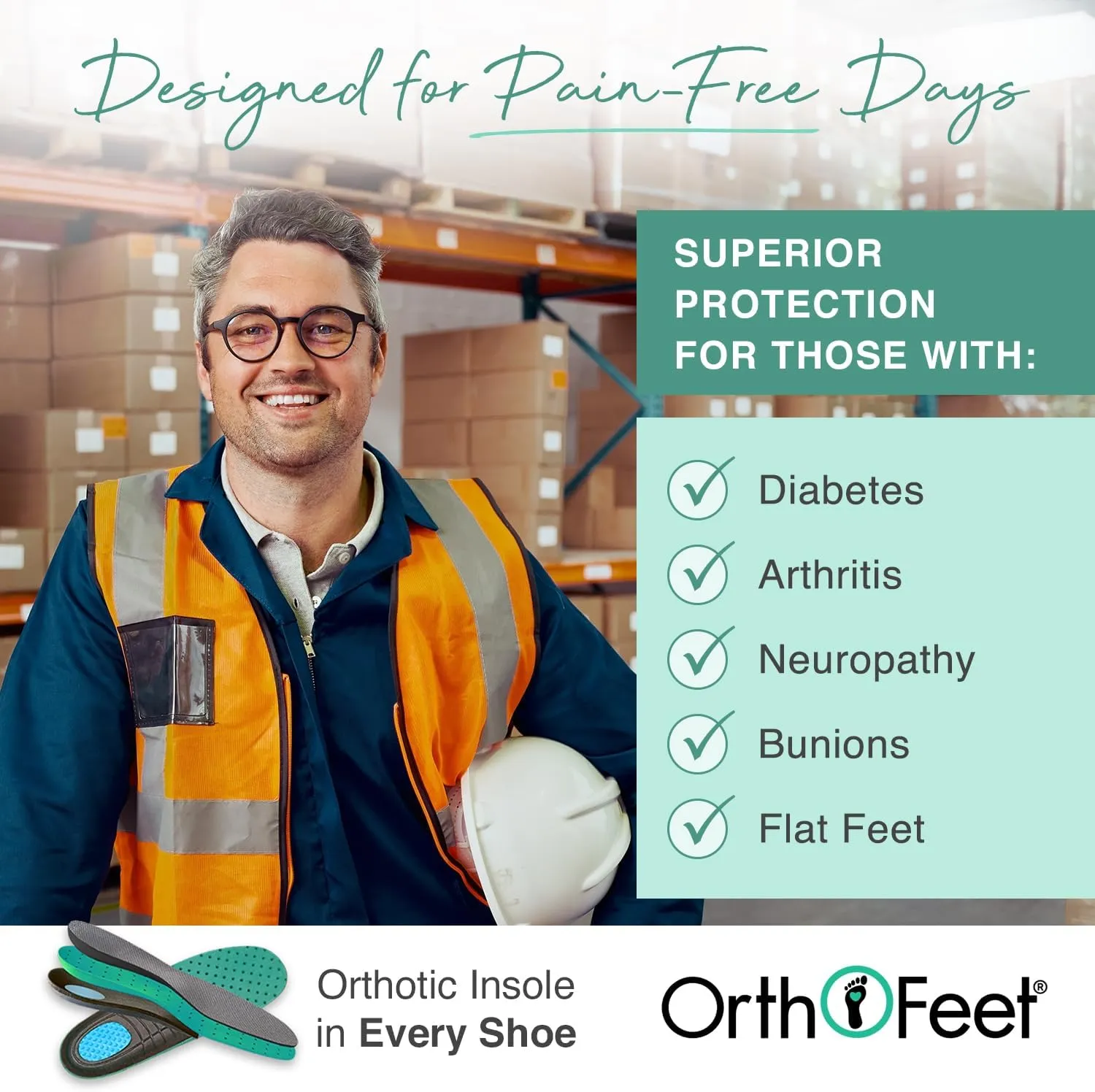 Orthofeet Men's Orthopedic Hands-Free Slip On Work Boots Graphite