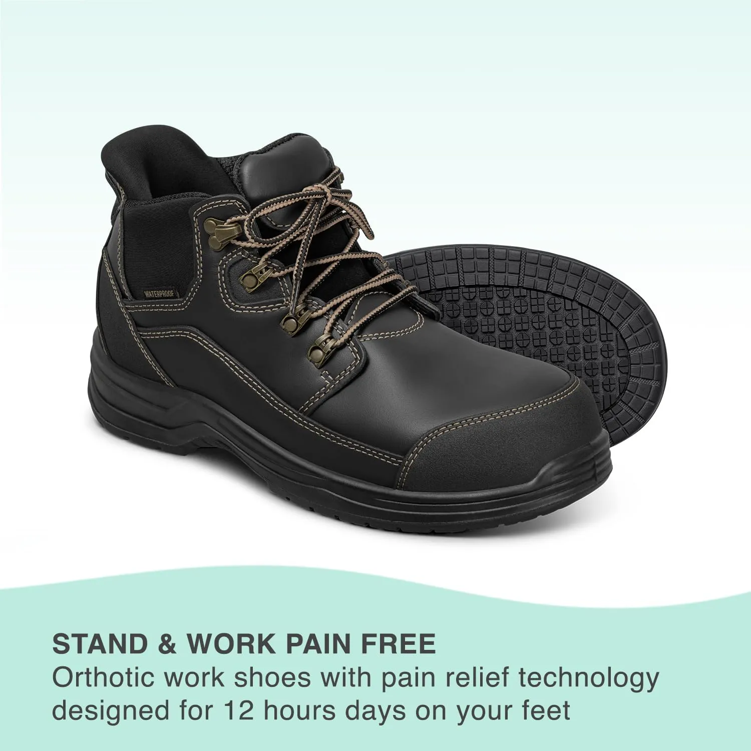 Orthofeet Men's Orthopedic Hands-Free Slip On Work Boots Graphite