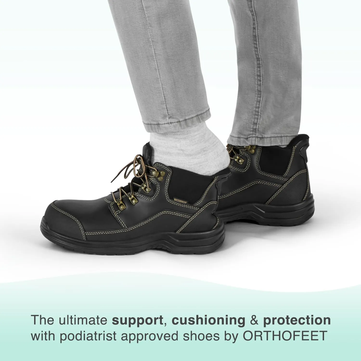 Orthofeet Men's Orthopedic Hands-Free Slip On Work Boots Graphite