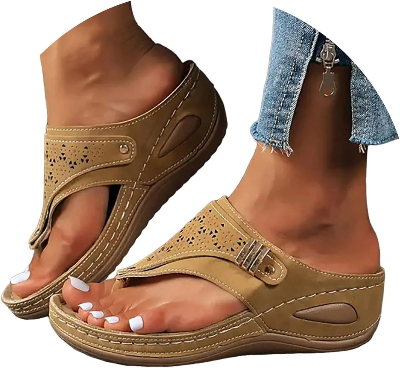 Orthopedic Sandals for Women, Women Summer Comfortable Sandals Arch Support Wedge Sandals 2025 Flip Flops Sandals