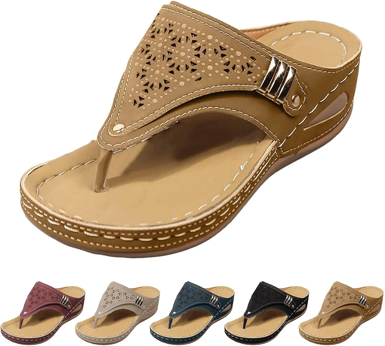 Orthopedic Sandals for Women, Women Summer Comfortable Sandals Arch Support Wedge Sandals 2025 Flip Flops Sandals
