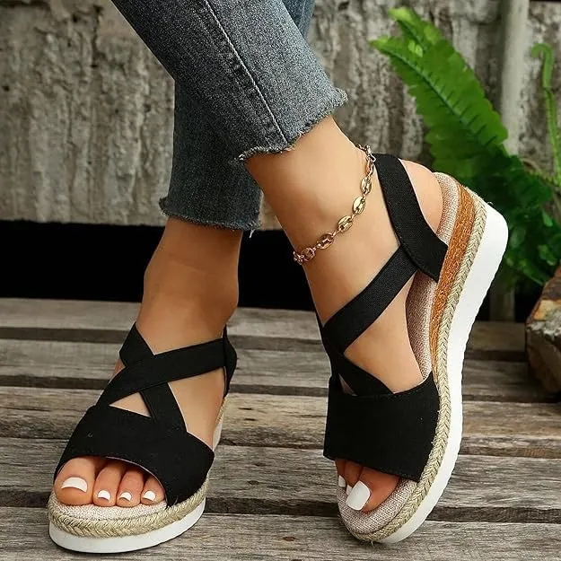 Orthopedic Wedge Sandals For Women Dressy Summer Comfortable Walking, Womens Espadrilles Wedges Sandals Heels Open Toe Platform Buckle Ankle Strap Casual Beach Shoes 2025 Vacation
