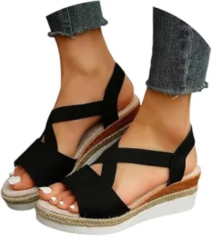 Orthopedic Wedge Sandals For Women Dressy Summer Comfortable Walking, Womens Espadrilles Wedges Sandals Heels Open Toe Platform Buckle Ankle Strap Casual Beach Shoes 2025 Vacation