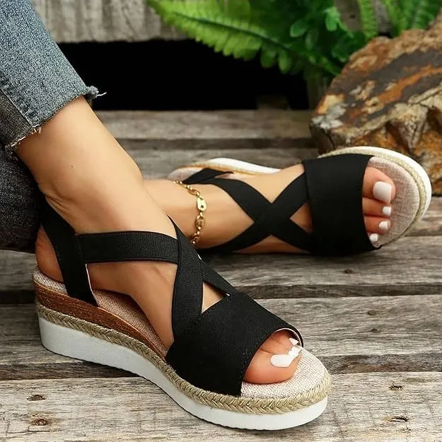 Orthopedic Wedge Sandals For Women Dressy Summer Comfortable Walking, Womens Espadrilles Wedges Sandals Heels Open Toe Platform Buckle Ankle Strap Casual Beach Shoes 2025 Vacation