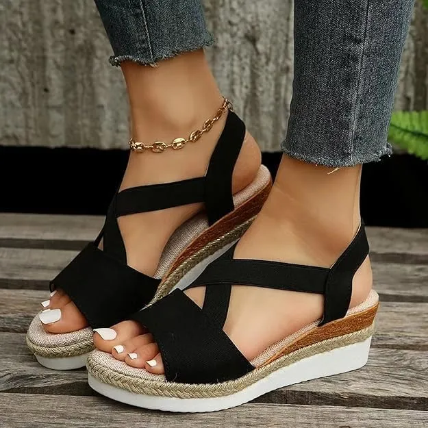 Orthopedic Wedge Sandals For Women Dressy Summer Comfortable Walking, Womens Espadrilles Wedges Sandals Heels Open Toe Platform Buckle Ankle Strap Casual Beach Shoes 2025 Vacation