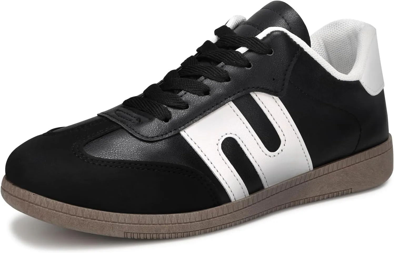 Padgene Women's Classic Retro Gum Sole Fashion Sneakers Casual Tennis Leather Skate Shoes Anti Slip Footwear for Women Walking Trainers