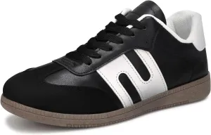 Padgene Women's Classic Retro Gum Sole Fashion Sneakers Casual Tennis Leather Skate Shoes Anti Slip Footwear for Women Walking Trainers