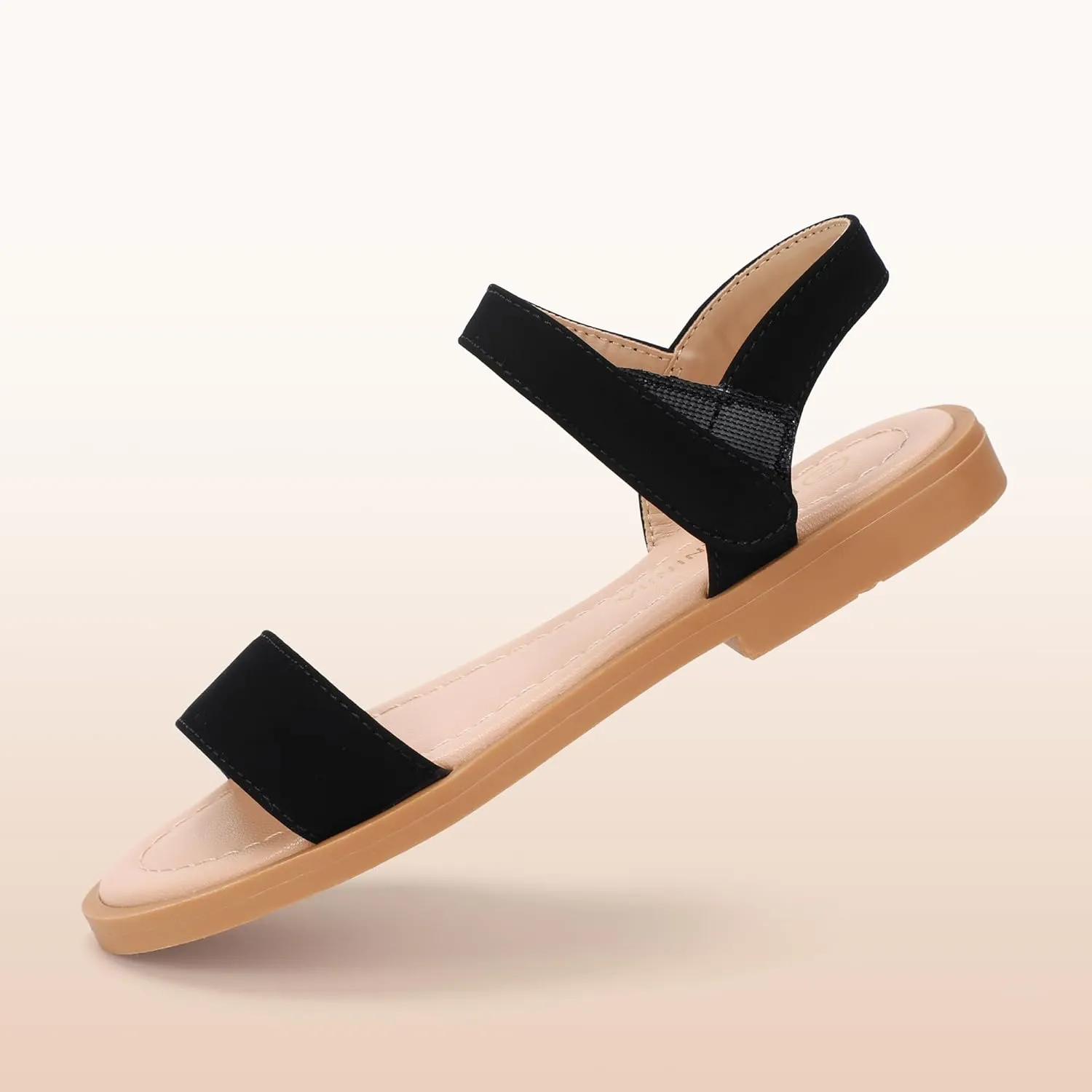PANDANINJIA Gina Girls Sandals Open Toe Summer Flats Dress Sandals Shoes Toddler/Little Kid/Big Kid
