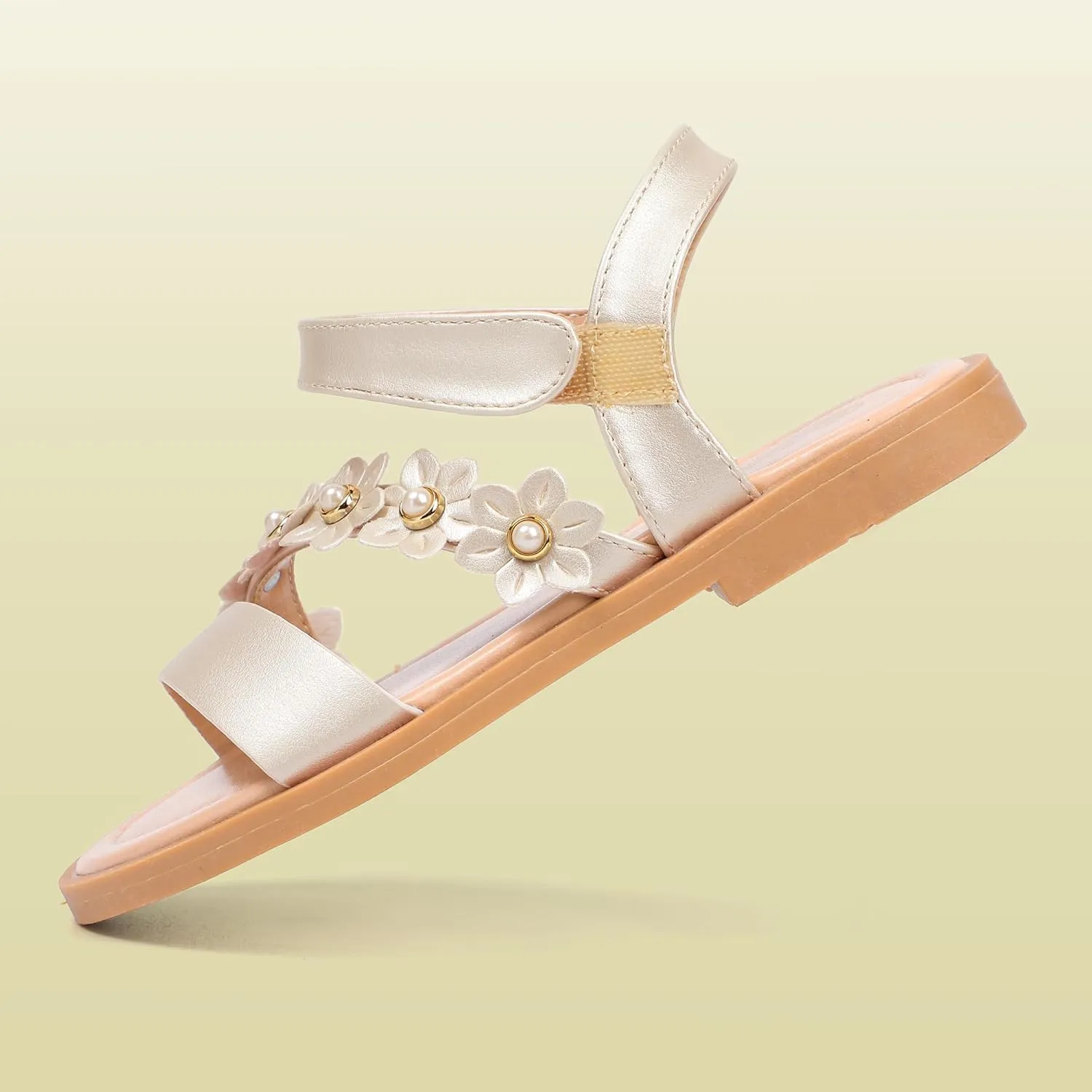 PANDANINJIA Gina Girls Sandals Open Toe Summer Flats Dress Sandals Shoes Toddler/Little Kid/Big Kid