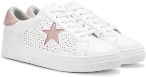 PARTY Women's Glitter Fashion Star Sneakers Low Top Platform Lace Up Comfortable Wedding Walking Shoes