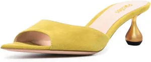 Pazzion Women Classy Open Pointed Toe Mules Low Heeled Slip On Slippers Metallic Thick Heels Sandals Cozy Daily Ballroom Shoes Size 4-16 US
