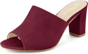 Perphy Slip on Chunky Heels Mules Slide Sandals for Women