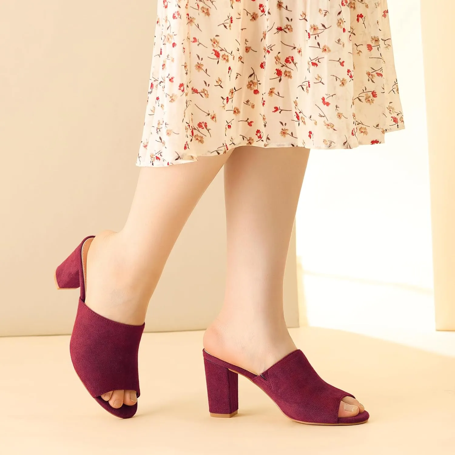 Perphy Slip on Chunky Heels Mules Slide Sandals for Women