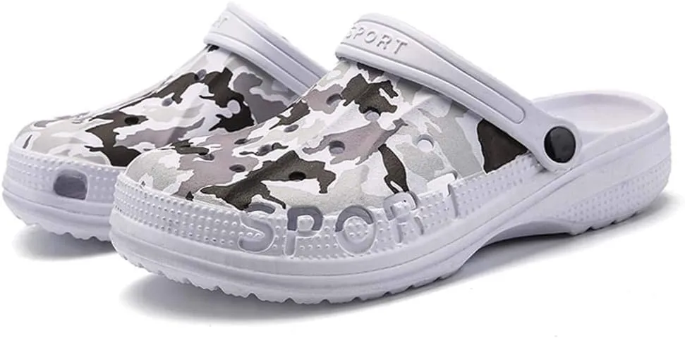 PHILDA Men's Camouflage Garden Clog Water Shoes Lightweight Slippers Anti-Slip Rubber Indoor Outdoor Mules Quick Drying Non Slip Sandals