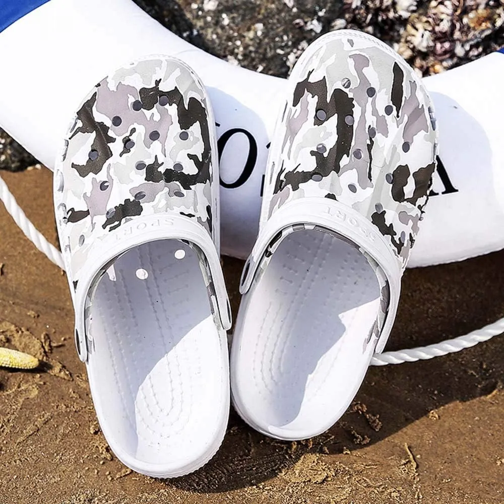 PHILDA Men's Camouflage Garden Clog Water Shoes Lightweight Slippers Anti-Slip Rubber Indoor Outdoor Mules Quick Drying Non Slip Sandals