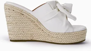 PiePieBuy Womens Platform Espadrilles Slip On Wedge Sandals Bow Tie Open Toe Slides Shoes