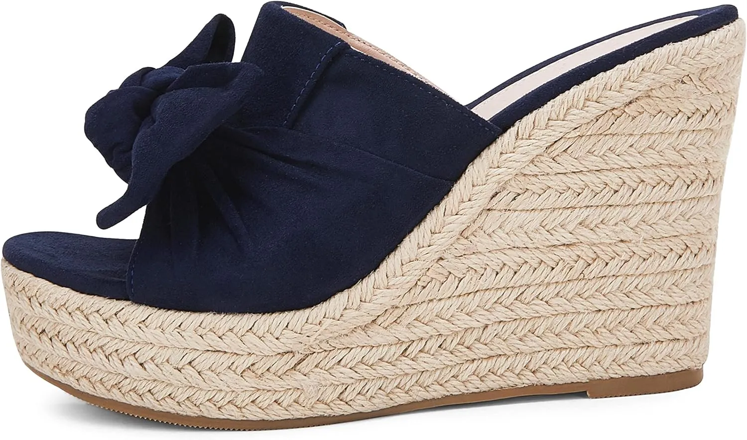 PiePieBuy Womens Platform Espadrilles Slip On Wedge Sandals Bow Tie Open Toe Slides Shoes