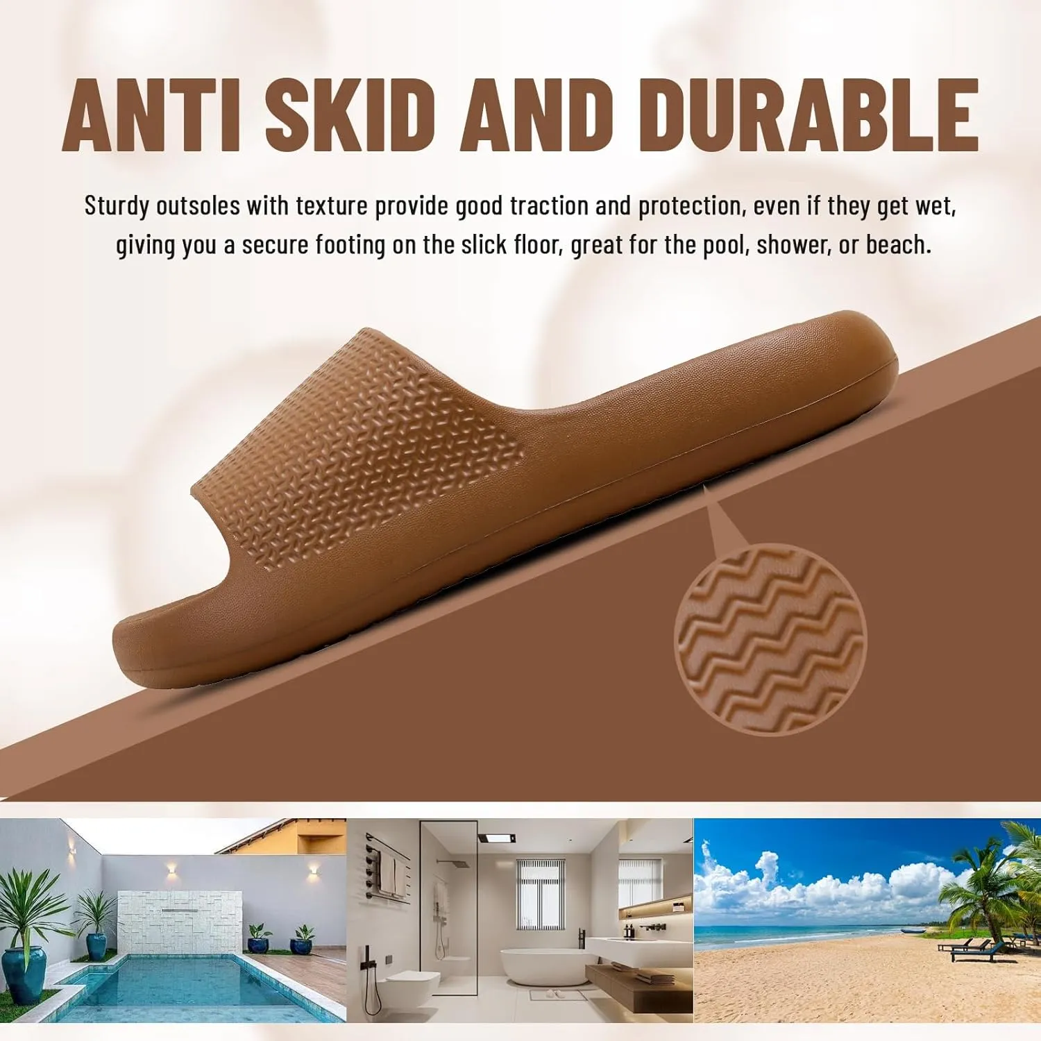 Pillow Slippers for Women and Men Non Slip Quick Drying Shower Cloud Slide Sandals Thick Sole, Non-Slip, Easy to Clean Indoor And Outdoor Slippers with Arch Support