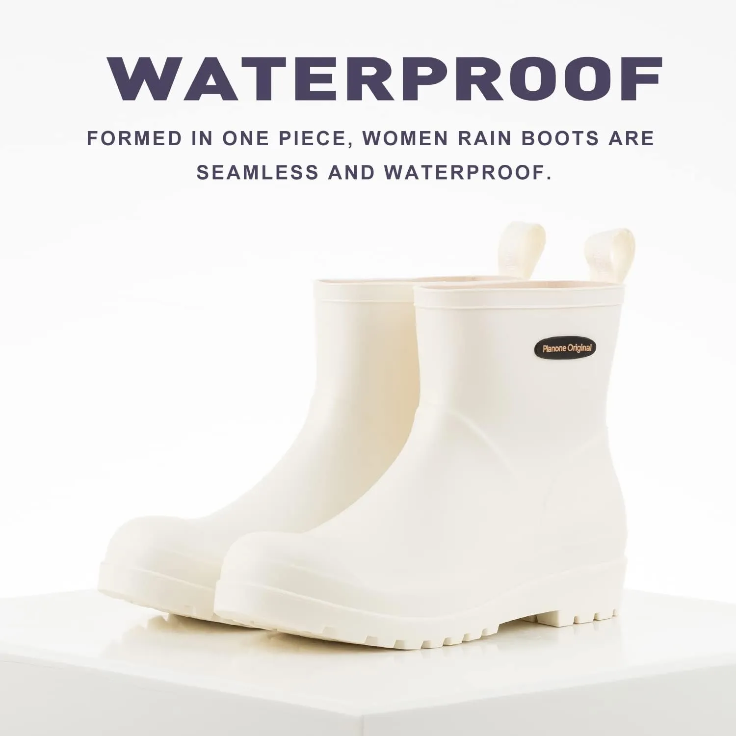 planone Short Rain Boots Women Fashion Waterproof Chelsea Boots for Women Matte Outdoor Garden Shoes Ankle Muck Boots for Ladies Non Slip Work Shoes Rubber Boots with Premium Comfort Insole