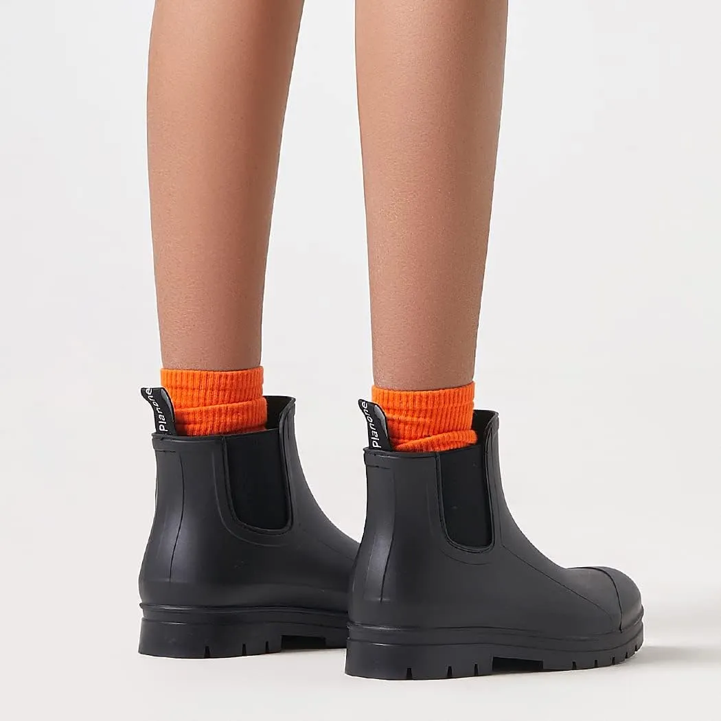 Planone Short Rain Boots Women Wide Width Fashion Waterproof Chelsea Boots for Women Matte Outdoor Garden Shoes Ankle Muck Boots for Ladies Non Slip Work Shoes Rubber Boots with Premium Comfort Insole