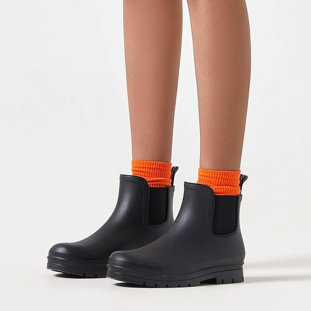 Planone Short Rain Boots Women Wide Width Fashion Waterproof Chelsea Boots for Women Matte Outdoor Garden Shoes Ankle Muck Boots for Ladies Non Slip Work Shoes Rubber Boots with Premium Comfort Insole