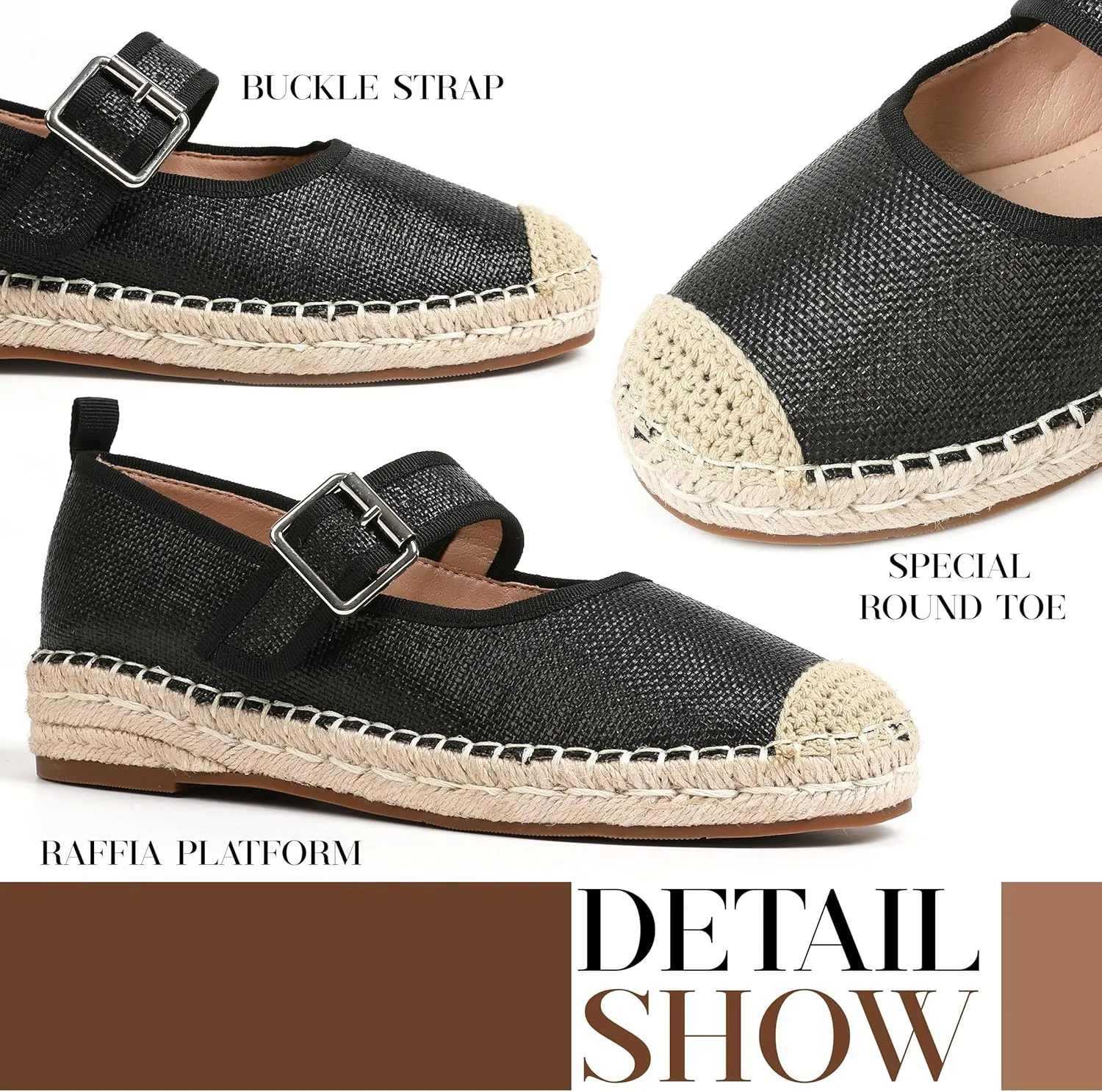 Platform Ballet Flats for Women Round Toe Espadrilles Suede Mary Janes Comfortable Mary Jane Flats Dress Ballerina Flats Casual Mary Jane Shoes