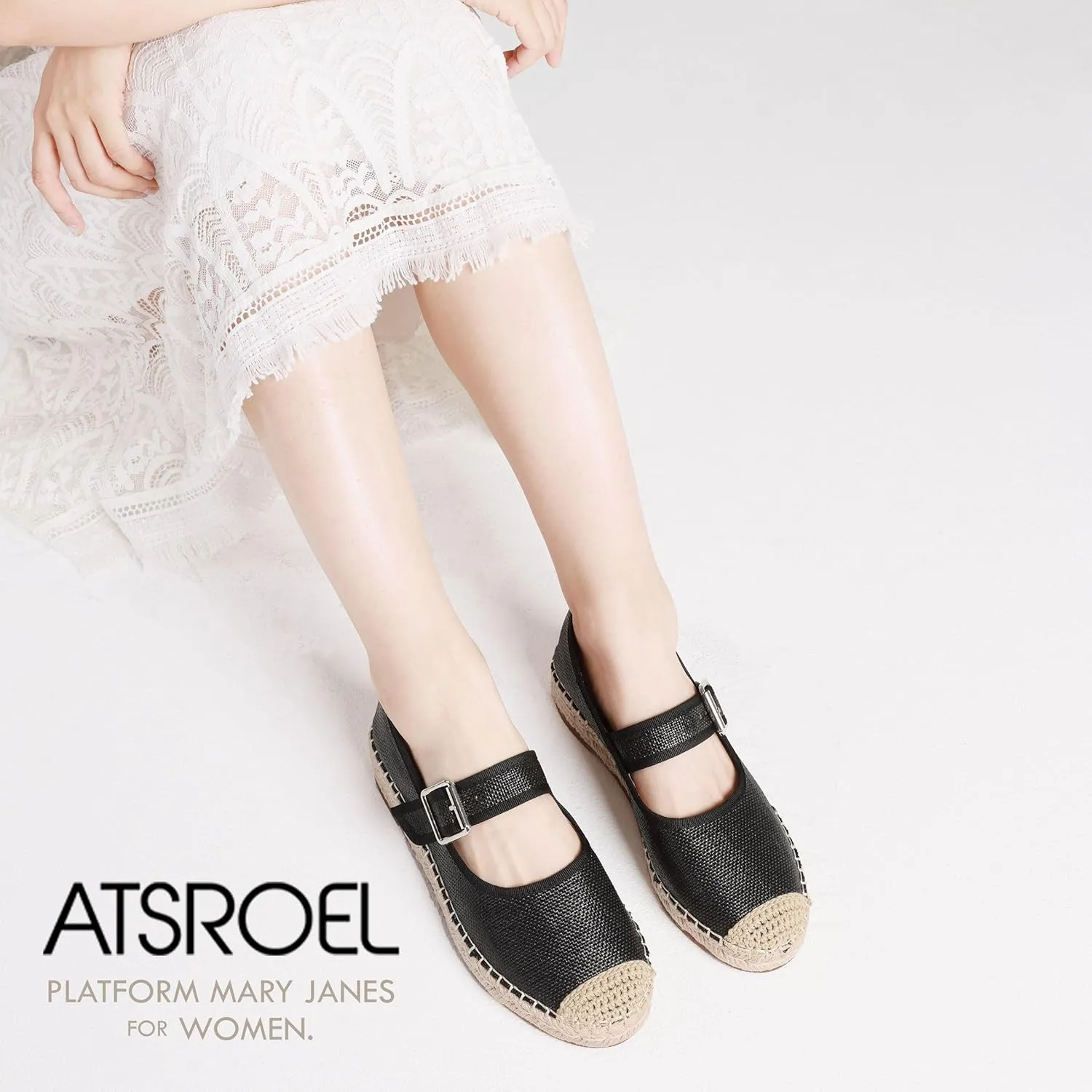 Platform Ballet Flats for Women Round Toe Espadrilles Suede Mary Janes Comfortable Mary Jane Flats Dress Ballerina Flats Casual Mary Jane Shoes