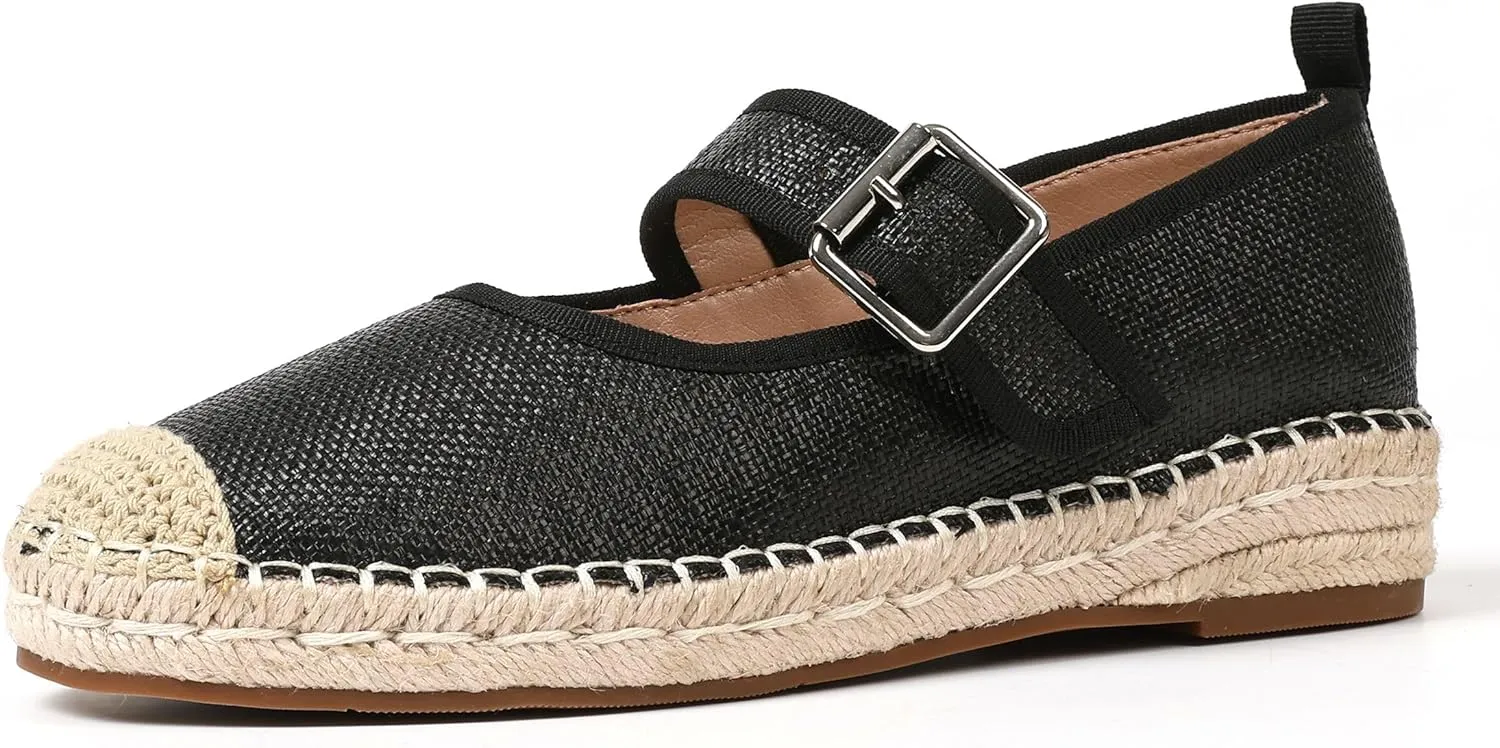 Platform Ballet Flats for Women Round Toe Espadrilles Suede Mary Janes Comfortable Mary Jane Flats Dress Ballerina Flats Casual Mary Jane Shoes