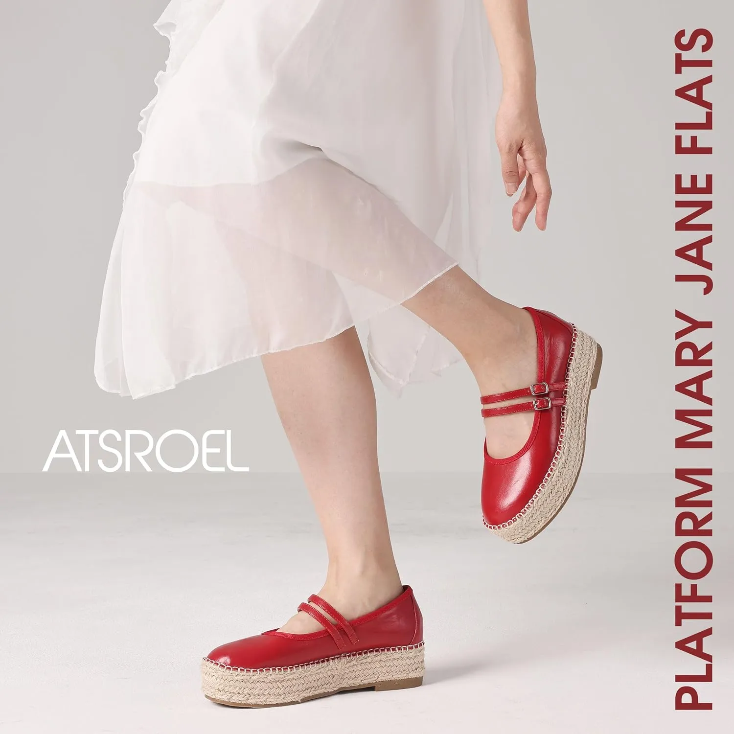 Platform Mary Jane Flats for Women Round Toe Espadrilles Fashion Mary Jane Shoes Women Cute Buckle Pumps Casual Mary Jane Comfortable Dress Platform Shoes