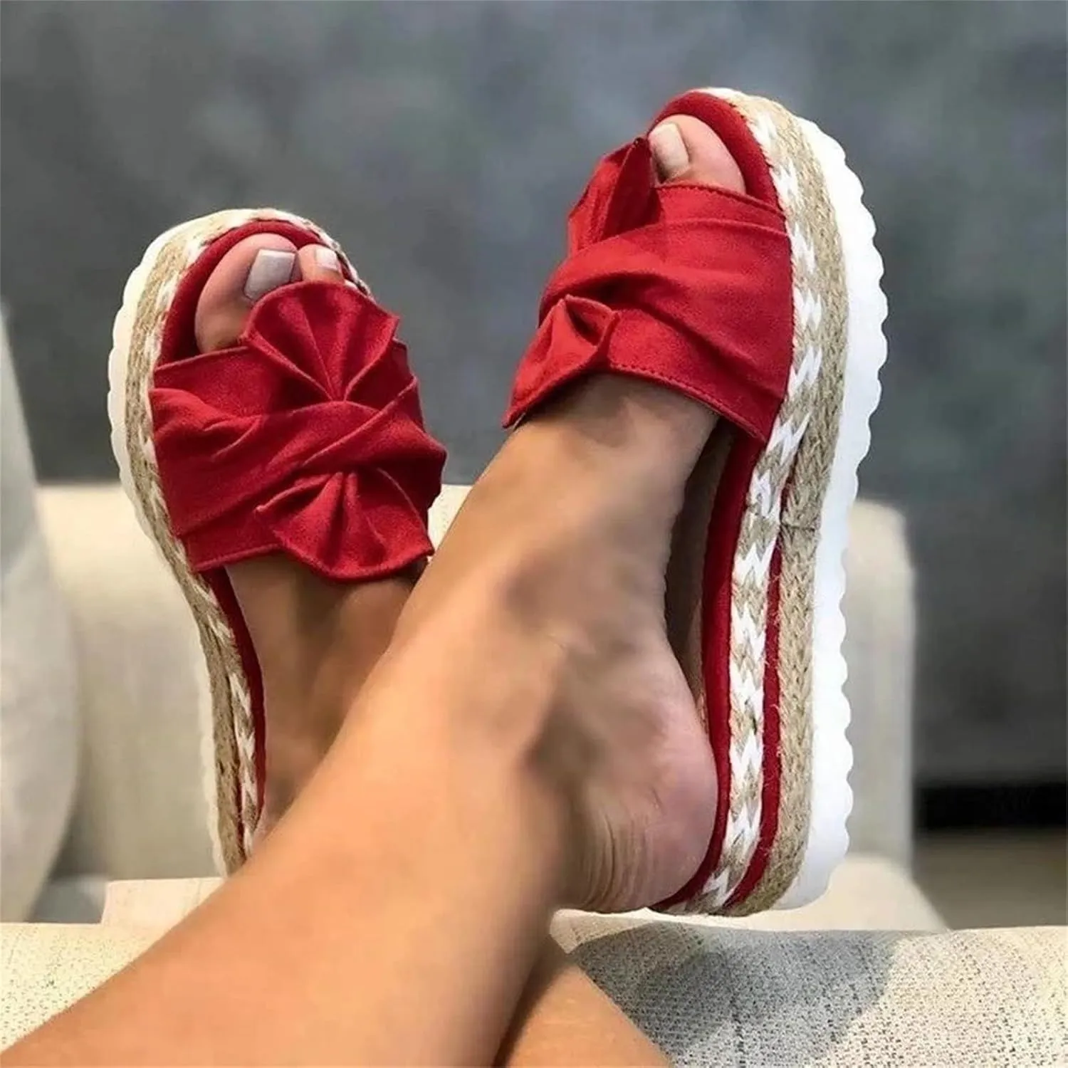 Platform Sandals Women Non Slip Lightweight Wedge Sandals Comfortable Breathable Open Toe Beach Sandal Backless Walking Slippers Fashion Bohemia Slippers