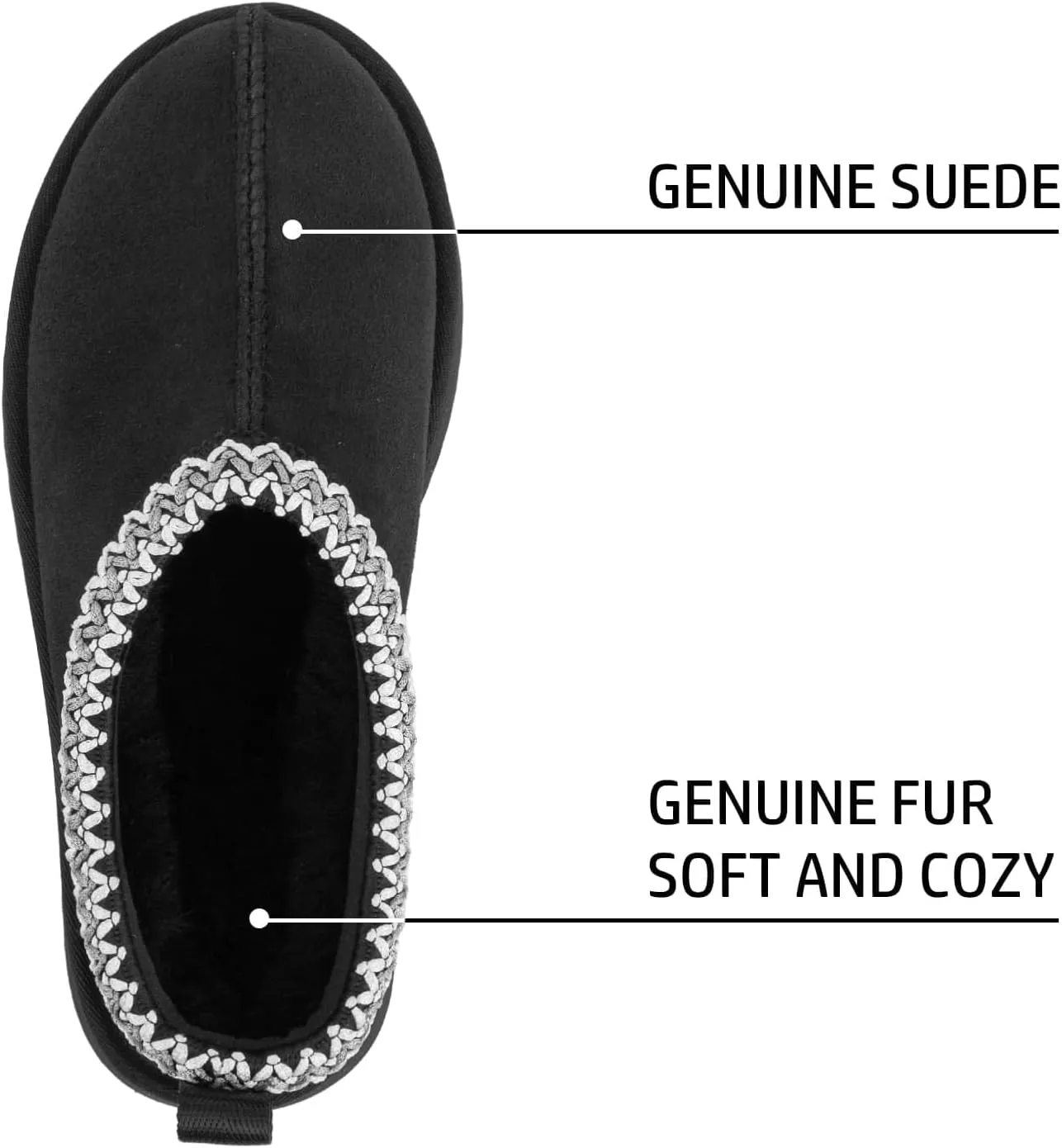Platform Slippers for Women Mini Boots Genuine Suede Genuine Fur Ankle Snow Boots Braided Indoor Outdoor Slip On Mules