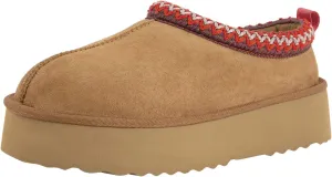 Platform Slippers for Women Mini Boots Genuine Suede Genuine Fur Ankle Snow Boots Braided Indoor Outdoor Slip On Mules