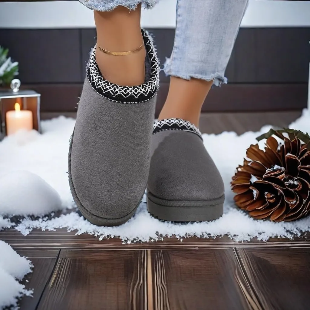 Platform Slippers Mini Boots for Women Fleece Lined Boots Fuzzy Cozy Snow Winter Slippers Fluffy House slippers Indoor Outdoor