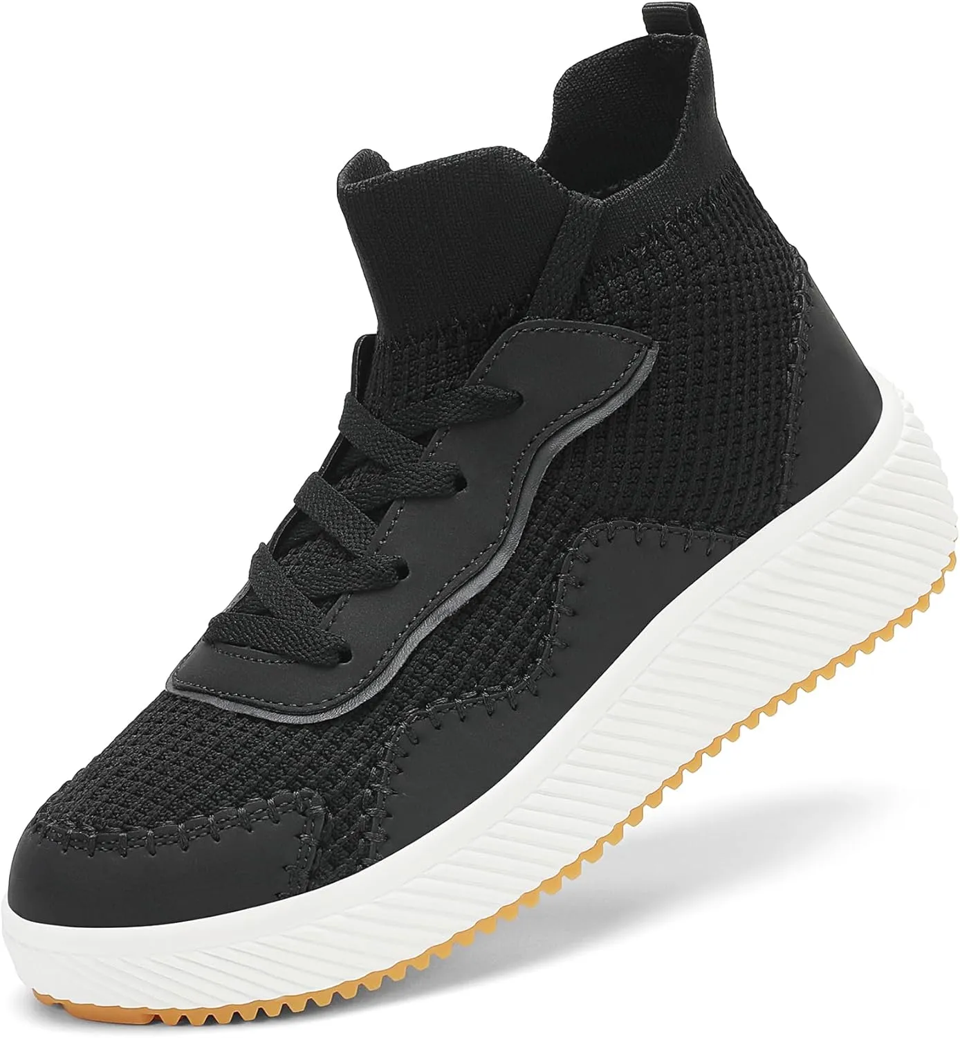 Platform Sneakers for Women- Stylish Knit Walking Shoes, High-Top Chunky Casual Tennis Sneakers for Breath Comfort