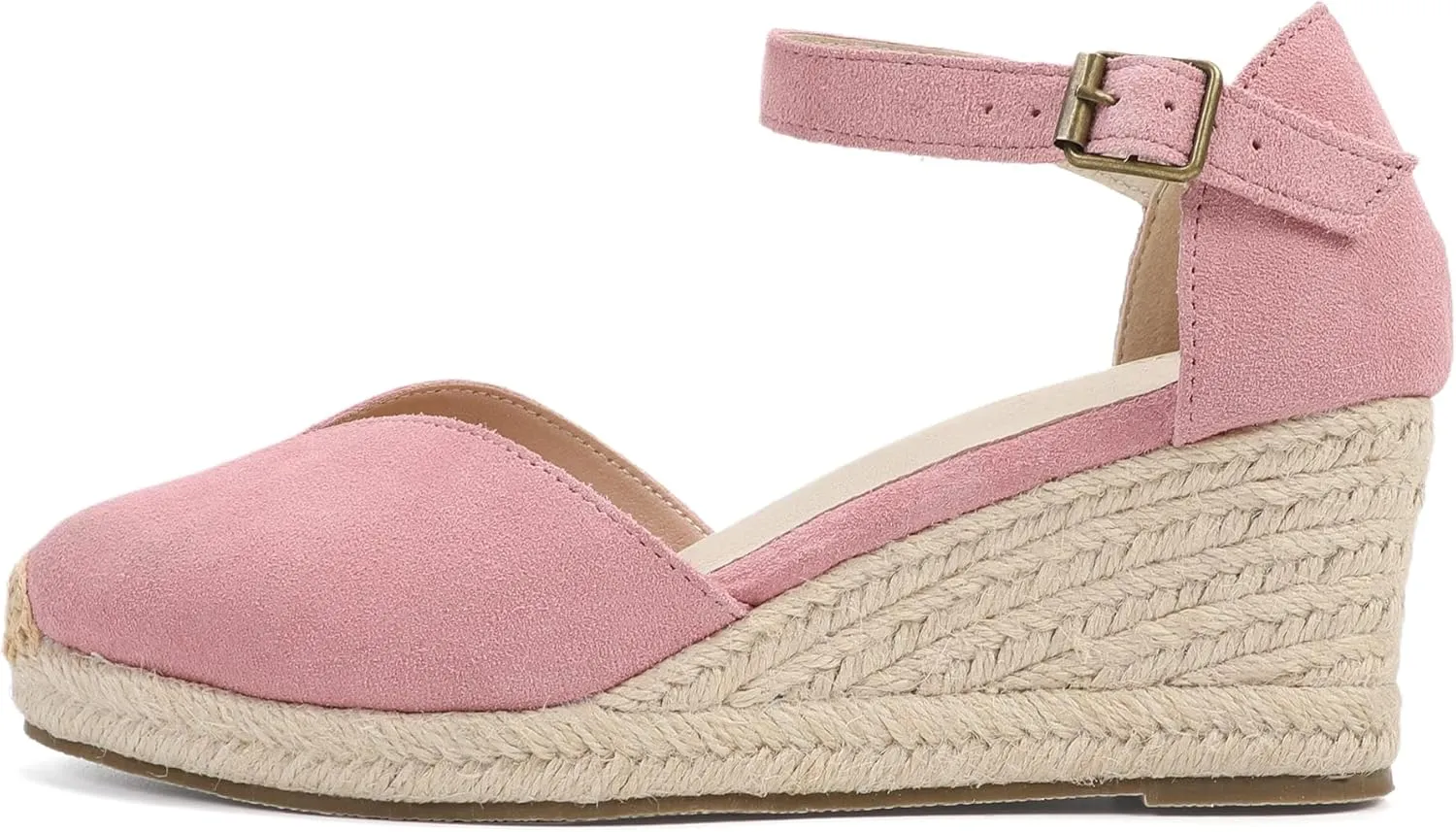 Platform Wedges Sandals for Women, 3" Wedge, Ankle-Strap, Cap Toe, Summer Espadrilles Heel Shoes
