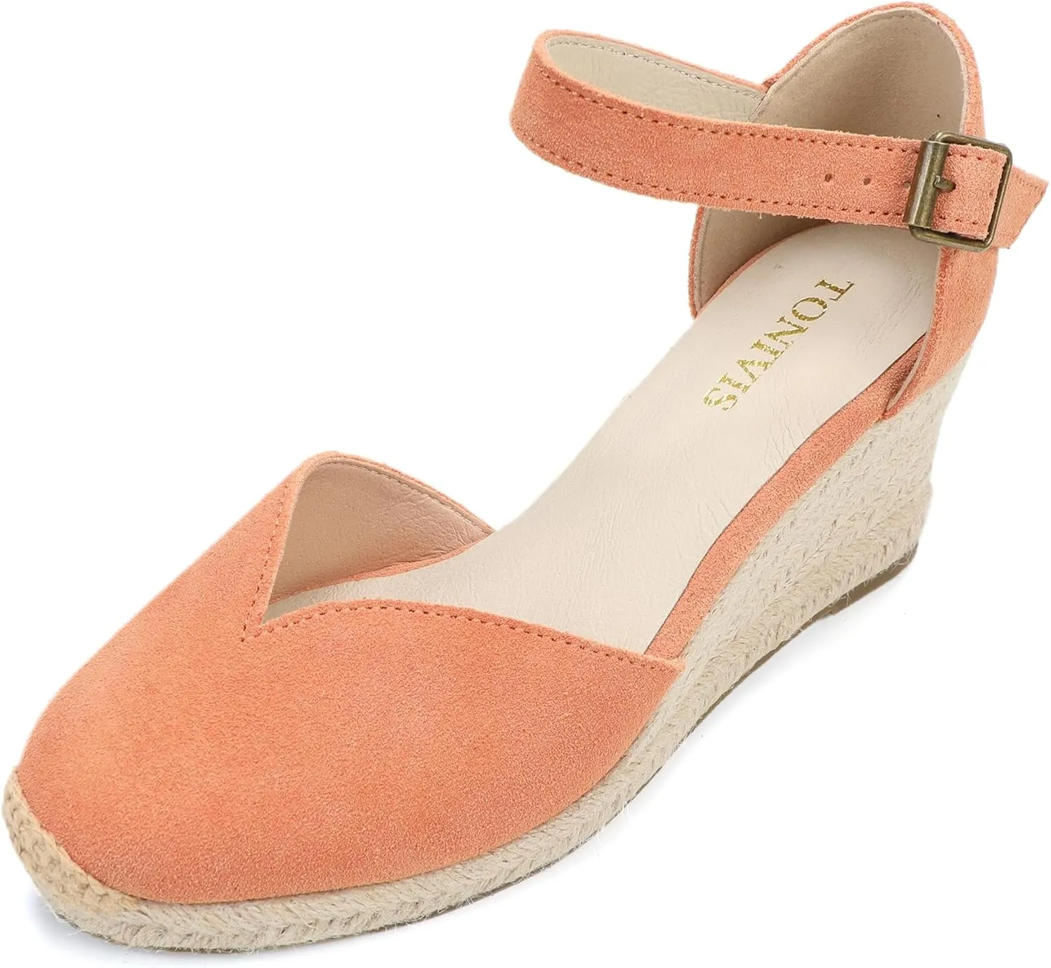 Platform Wedges Sandals for Women, 3" Wedge, Ankle-Strap, Cap Toe, Summer Espadrilles Heel Shoes