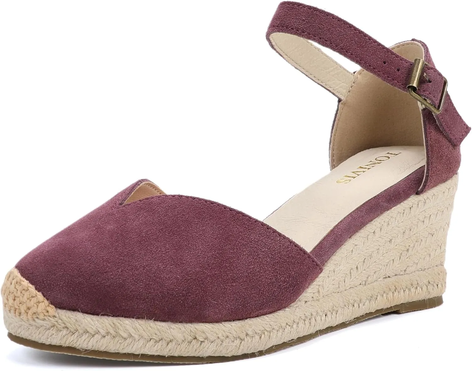 Platform Wedges Sandals for Women, 3" Wedge, Ankle-Strap, Cap Toe, Summer Espadrilles Heel Shoes