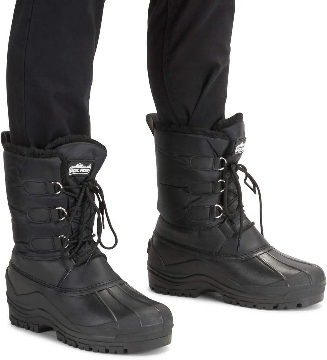 Polar Mens Muck Lace Up Short Nylon Winter Snow Rain Lace Up Casual Duck Boots