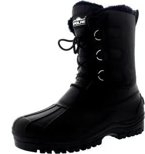 Polar Mens Muck Lace Up Short Nylon Winter Snow Rain Lace Up Casual Duck Boots
