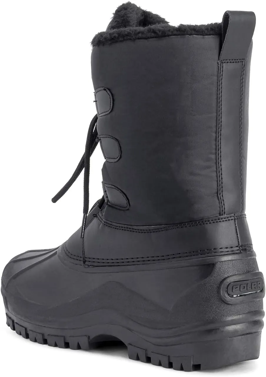 Polar Mens Muck Lace Up Short Nylon Winter Snow Rain Lace Up Casual Duck Boots