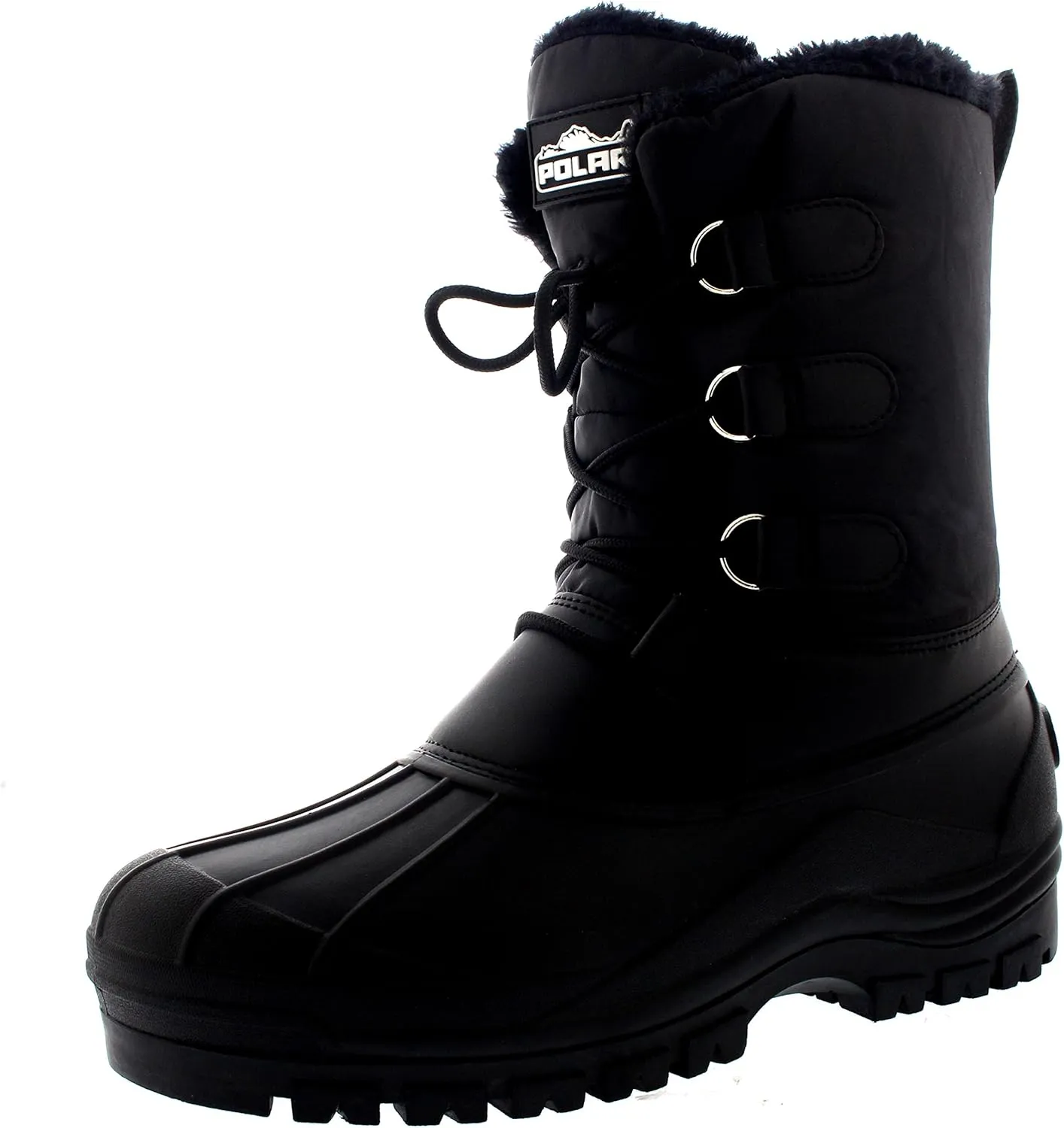 Polar Mens Muck Lace Up Short Nylon Winter Snow Rain Lace Up Casual Duck Boots