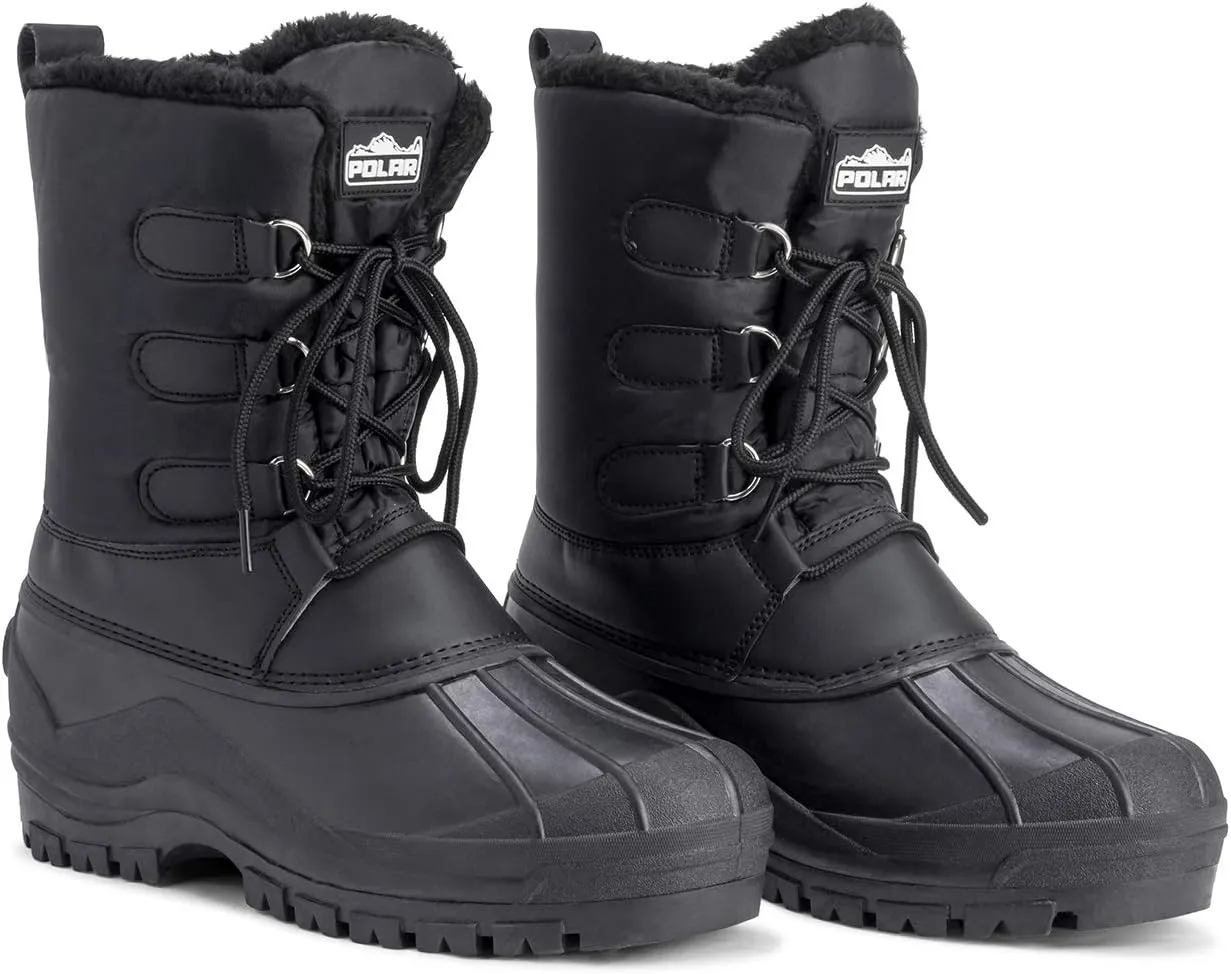 Polar Mens Muck Lace Up Short Nylon Winter Snow Rain Lace Up Casual Duck Boots