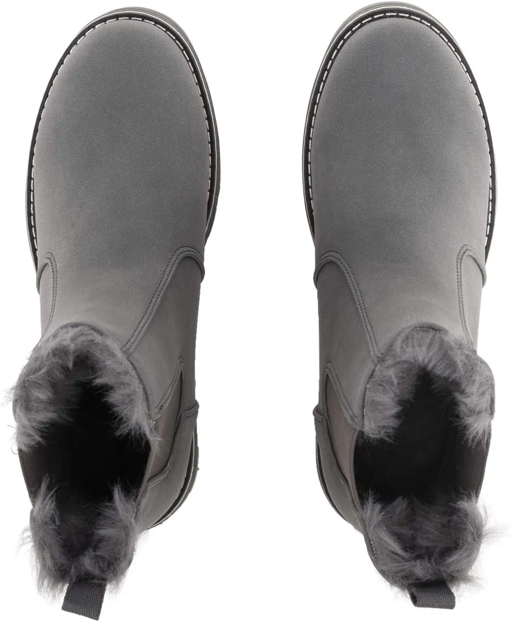 Polar Womens Memory Foam Chelsea Nubuck Boot Waterproof Rubber Welted Stitch Outsole Faux Fur Lined