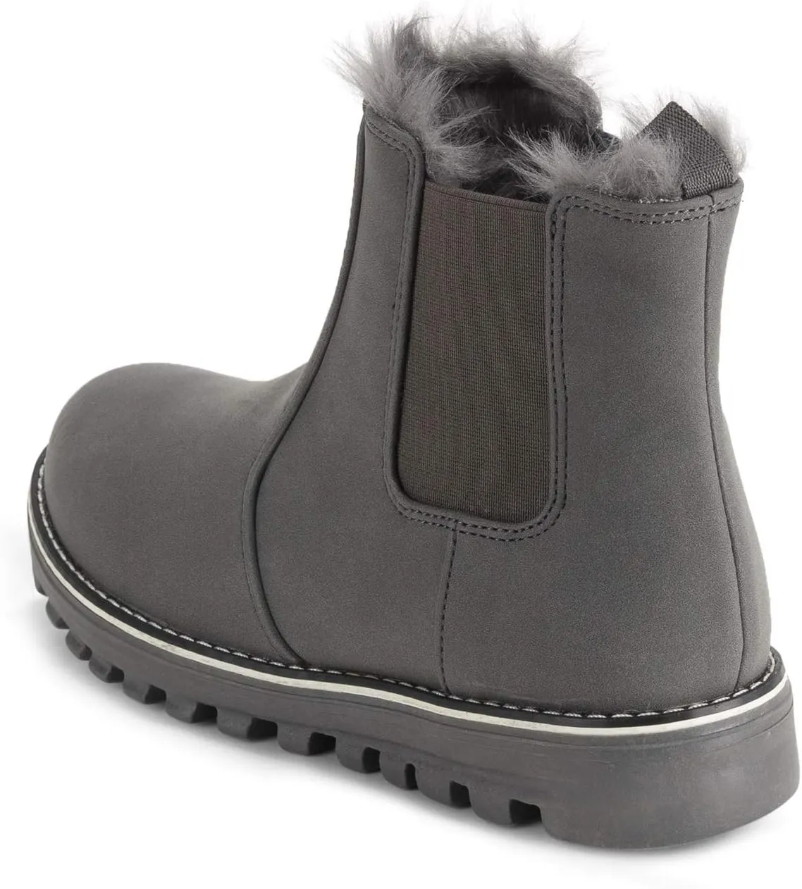 Polar Womens Memory Foam Chelsea Nubuck Boot Waterproof Rubber Welted Stitch Outsole Faux Fur Lined