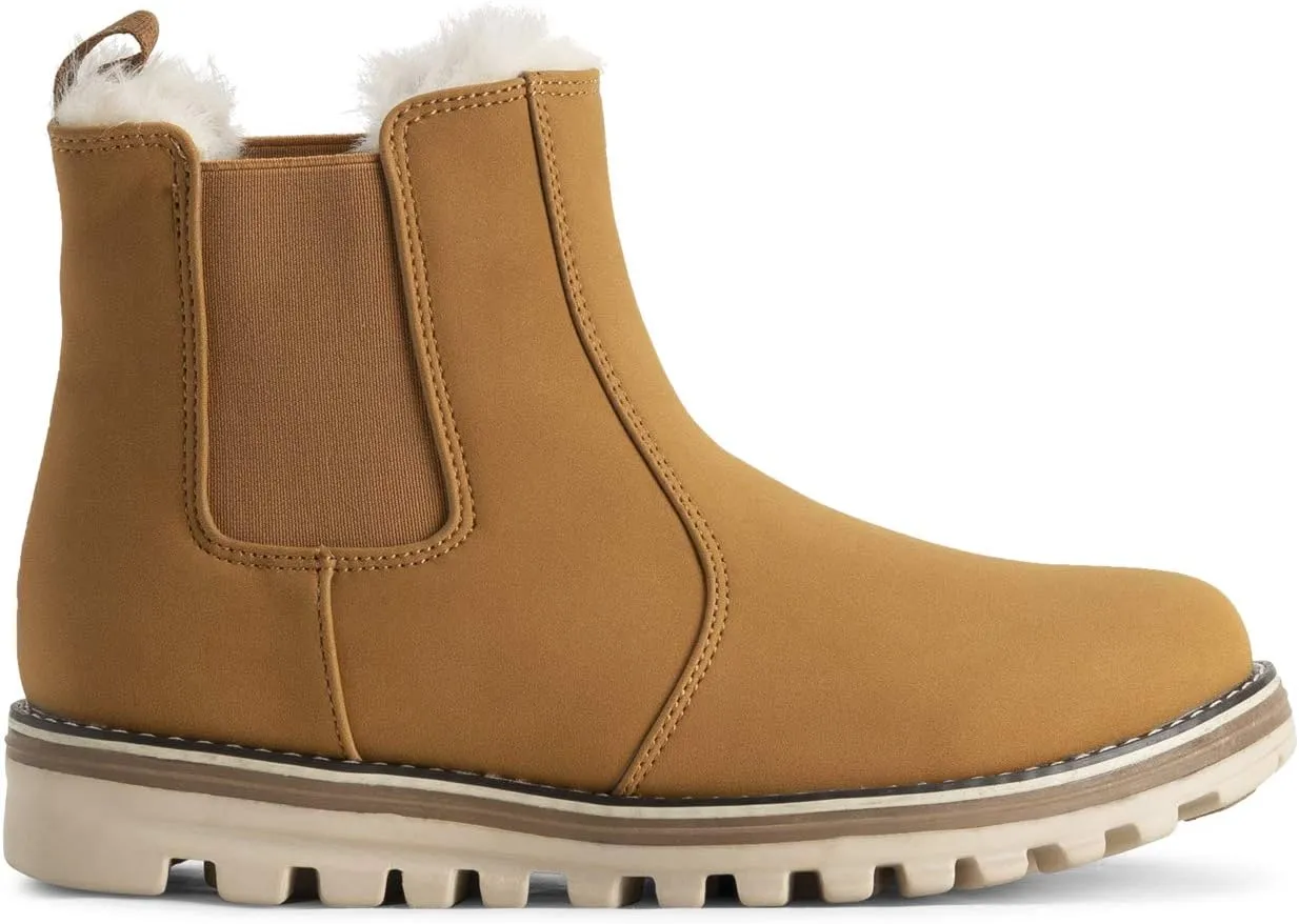 Polar Womens Memory Foam Chelsea Nubuck Boot Waterproof Rubber Welted Stitch Outsole Faux Fur Lined