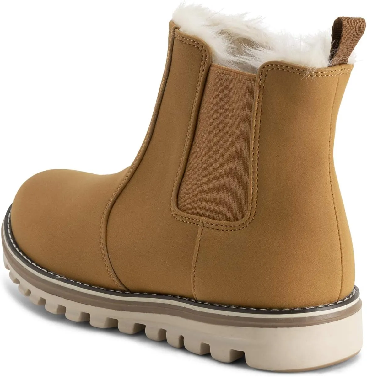 Polar Womens Memory Foam Chelsea Nubuck Boot Waterproof Rubber Welted Stitch Outsole Faux Fur Lined
